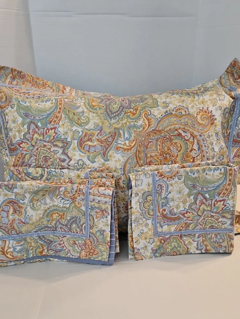 Charter Club Collection Multi-Color Paisley Reverse Blue Stripe Full Duvet Set